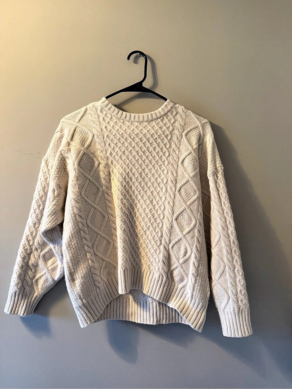 Sunday Best Peggy Sweater Cable Knit Crewneck Sweater in Cream
